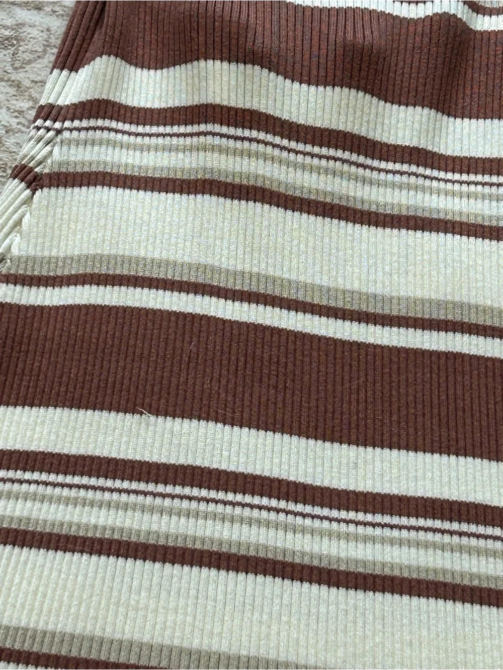 NWT A&F Sleeveless Brown & Cream Striped Rib Knit Maxi Dress